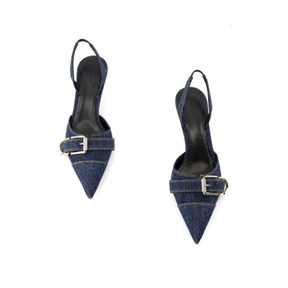Givenchy Voyou Denim Slingback Heels in Dark Blue 39 - Picture 4 of 6